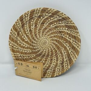 Vintage Tohono O'odham Basket Papago Plate Hand Woven Arizona SW 8" x 1.5 NWT